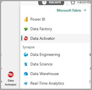 Screenshot of data activator fabric experience.