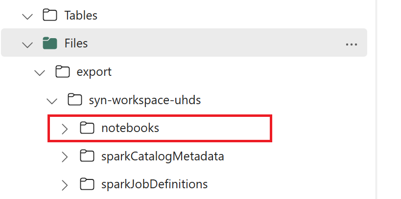 Screenshot showing Notebook export in OneLake.