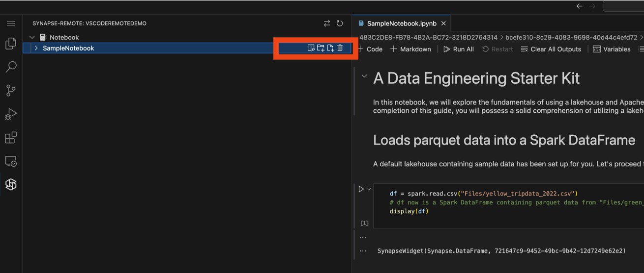 Screenshot of notebook tree node.