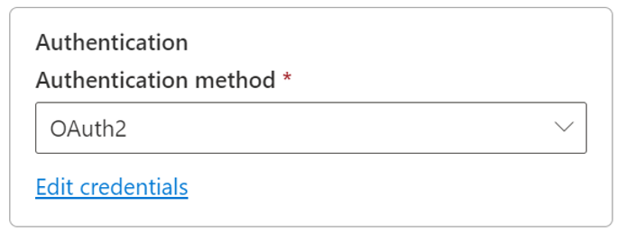 Screenshot showing that OAuth2 authentication method for Azure Data Lake Storage Gen2.