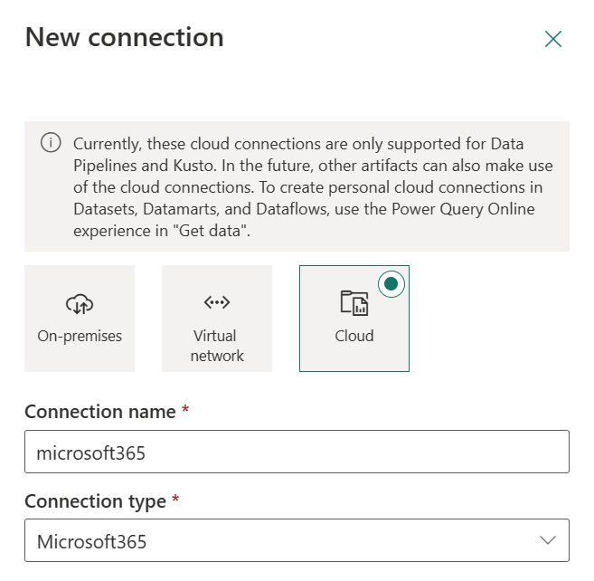 Screenshot showing how to set new connection.