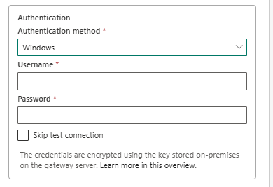 Screenshot showing the Windows authentication method for ODBC.