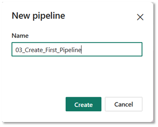 Screenshot showing the pipeline name dialog.