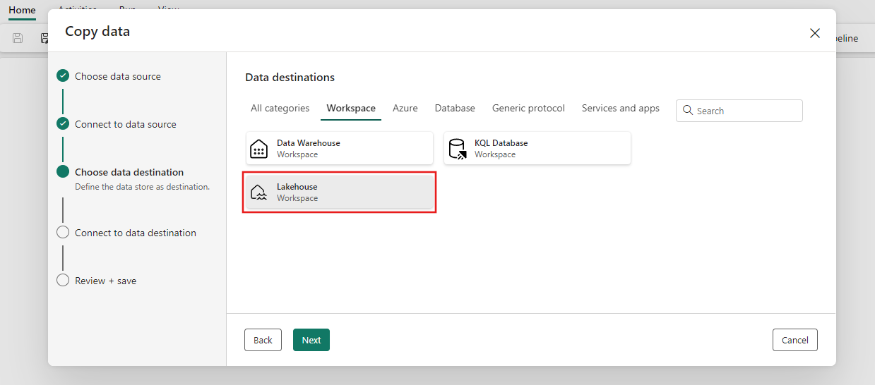 Screenshot showing where to select your copy destination.