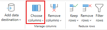 Screenshot showing the choose columns function.