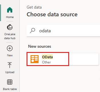 Screenshot showing the OData connector.