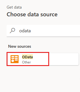 Screenshot showing the OData connector.