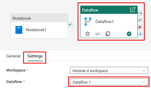Screenshot showing the select dataflow dialog.