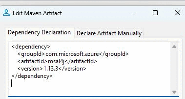 Screenshot of the Dependency Declaration tab.