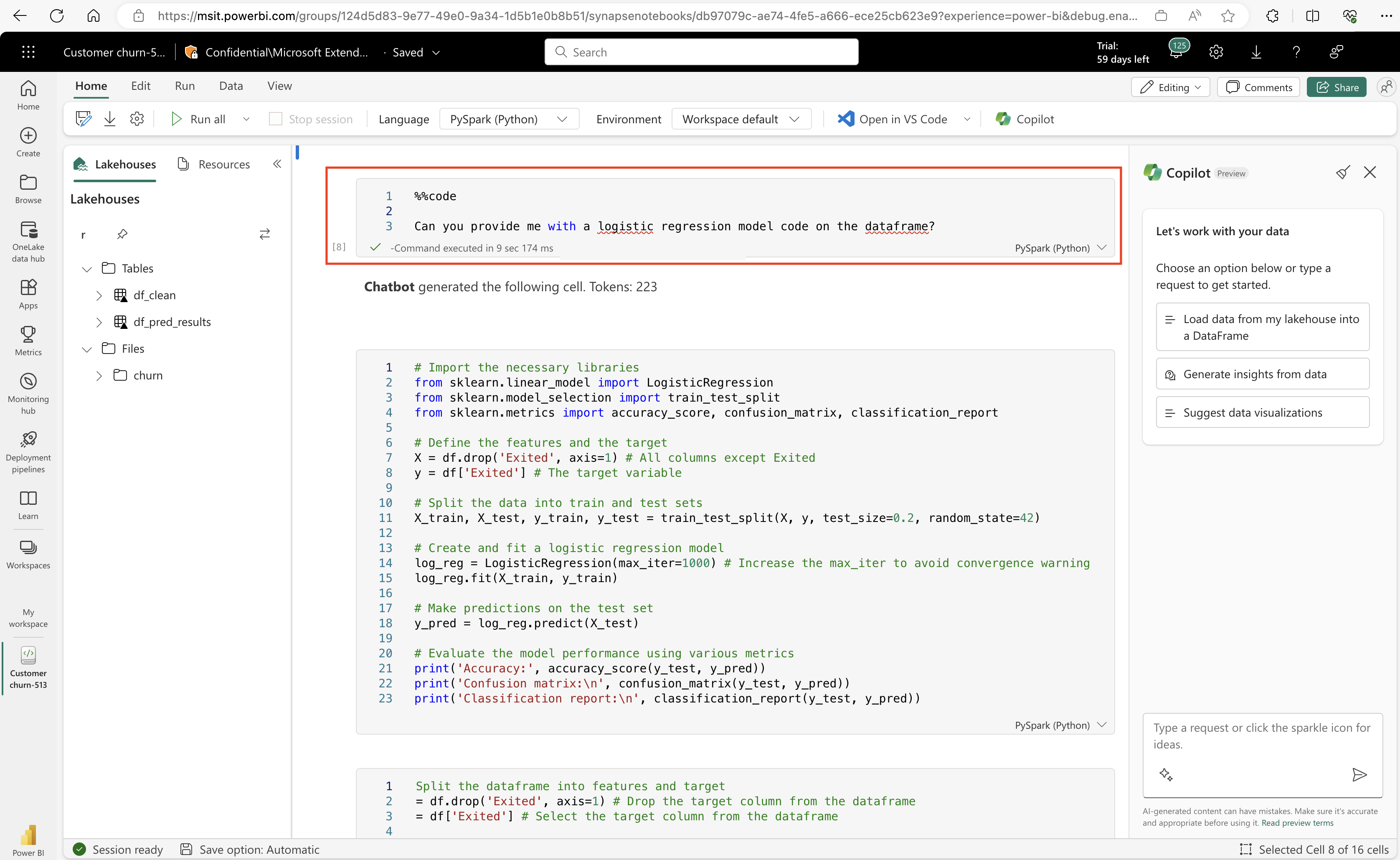 Screenshot showing code generation.