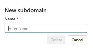 Screenshot of new subdomain dialog.