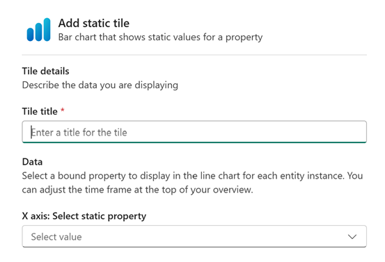 Screenshot of configuring a static property tile.