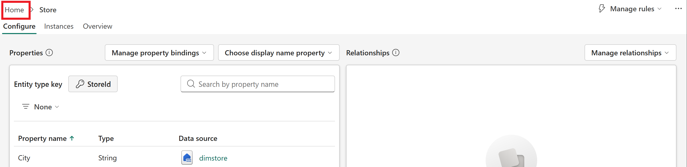Screenshot of returning home to the configuration canvas.