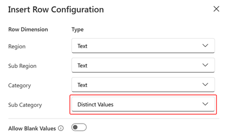 Screenshot of selecting distinct values option.