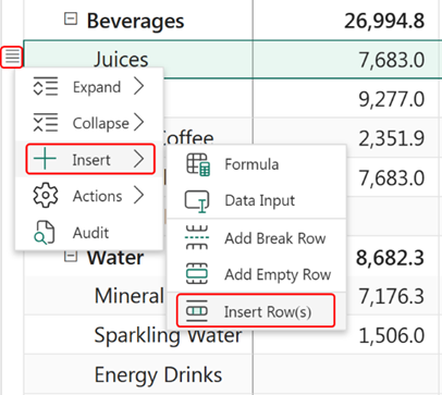 Screenshot of bulk inserting rows using row gripper.