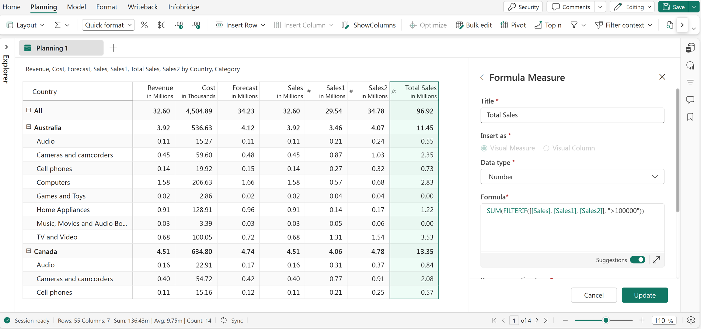Screenshot of FILTERIF function.