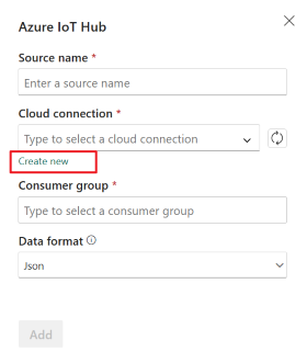 Screenshot that shows where to create a new cloud connection.