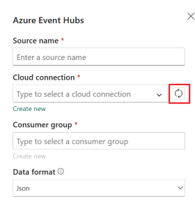 Screenshot showing the cloud connection refresh.