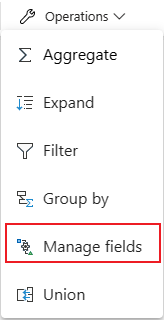 Screenshot showing where to select Manage fields in the Operations menu.