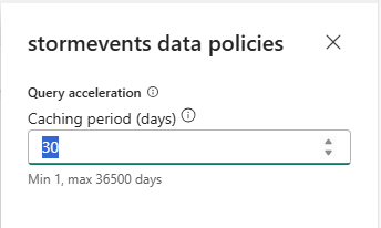Screenshot of caching policy pane with default value.