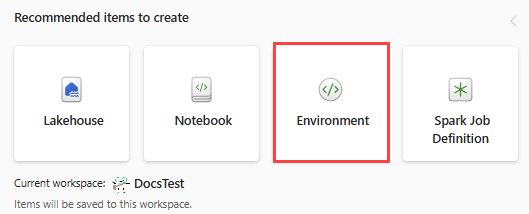 Screenshot of creating an environment in Data Engineering.