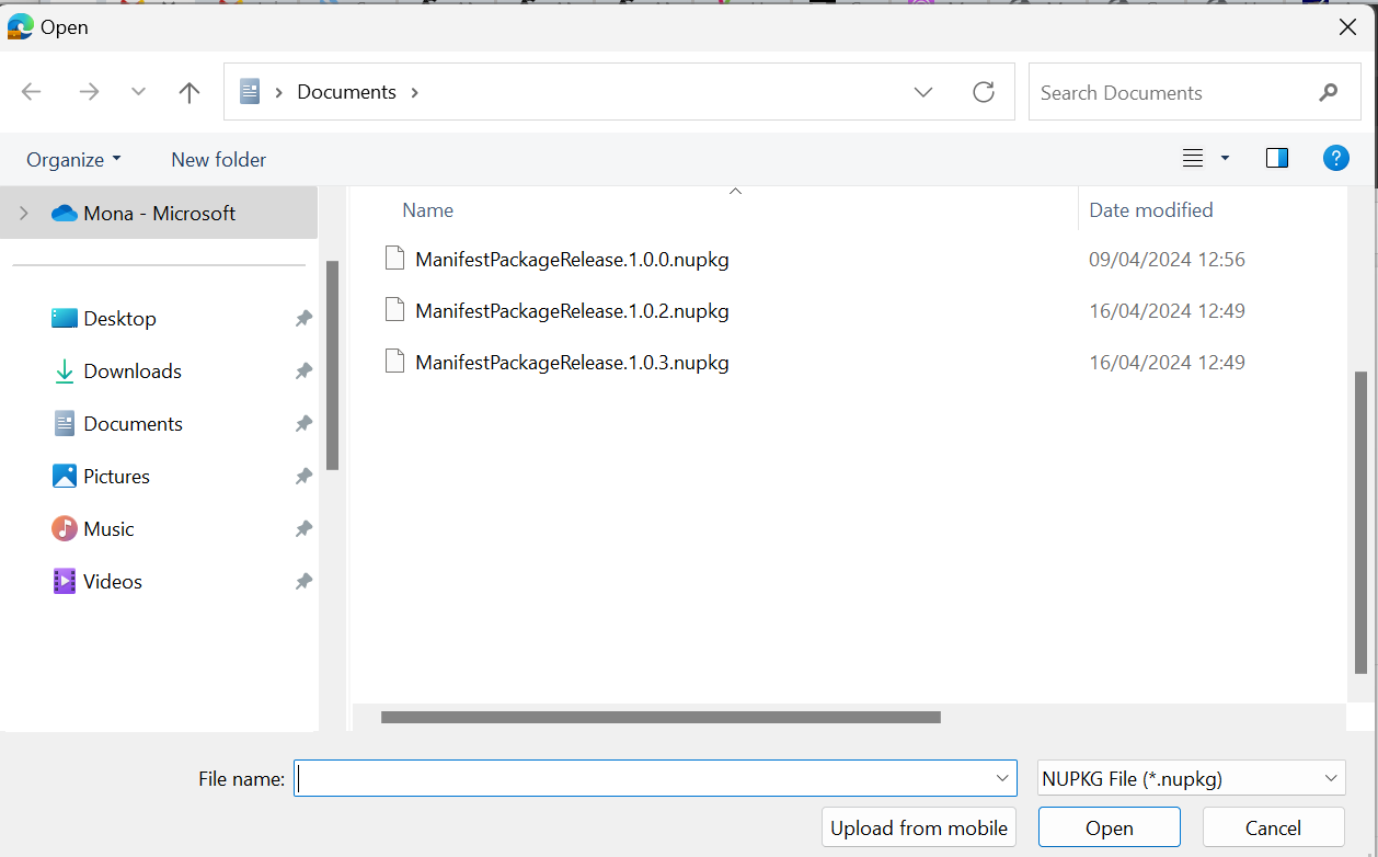 Screenshot showing how to browse to the NuGet package.