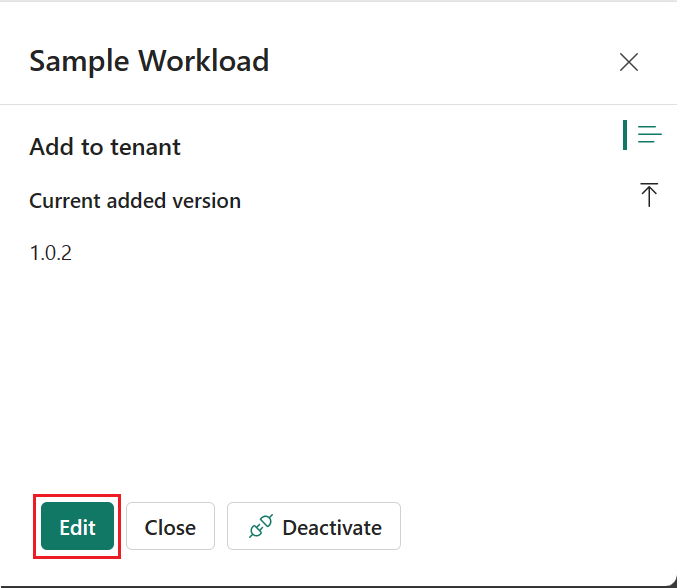 Screenshot showing how to update a workload.