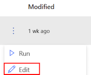Screenshot that shows how to edit an existing flow.