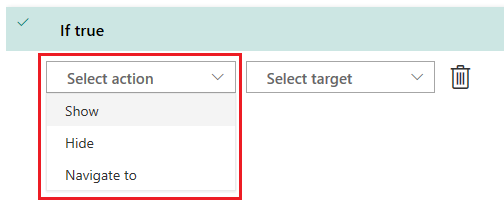 Select an action for a true condition Select an action for true condition.