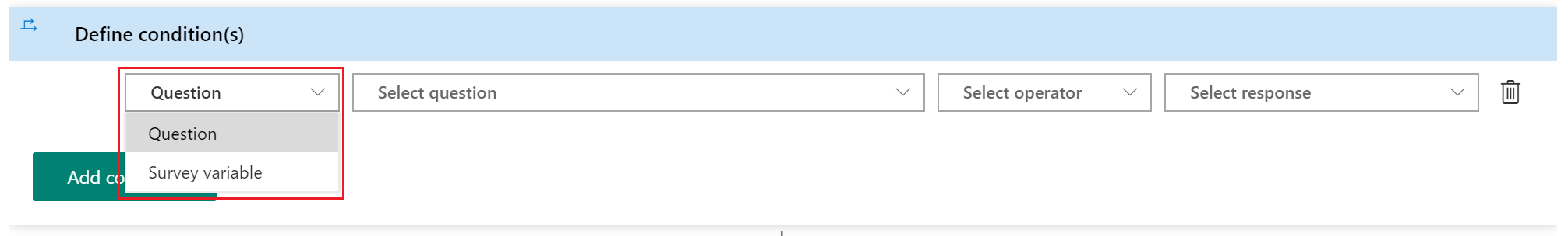 Select Question or Survey variable Select Question or Survey variable.