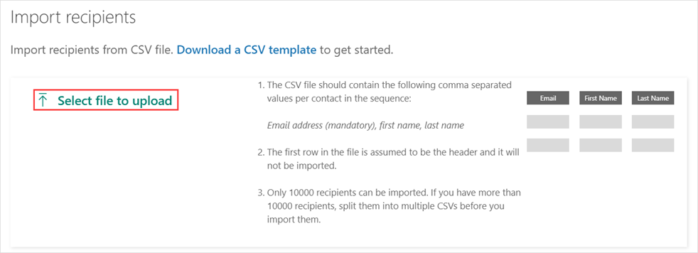 Upload the CSV file Upload the CSV file.