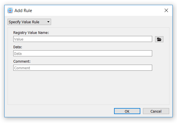 Screenshot of the Add Rule pane showing the Specify Value option.