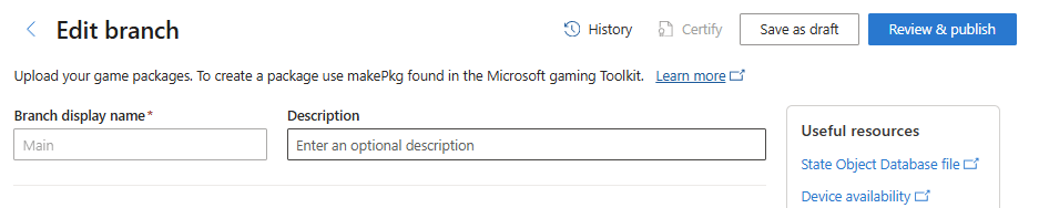 Editing a branch - top action bar and editable fields The top action bar and editable branch details