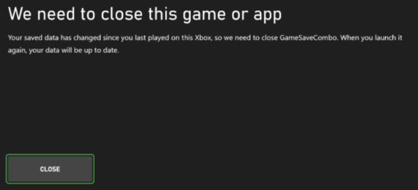 Need to close game dialog.