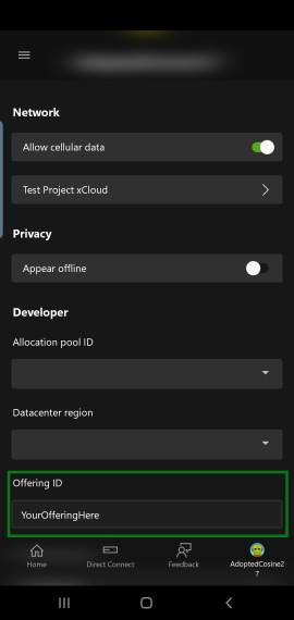Screenshot of the offering settings in CTA