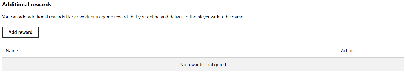 Screenshot of the Additional rewards UI in Partner Center for adding rewards to an achievement.