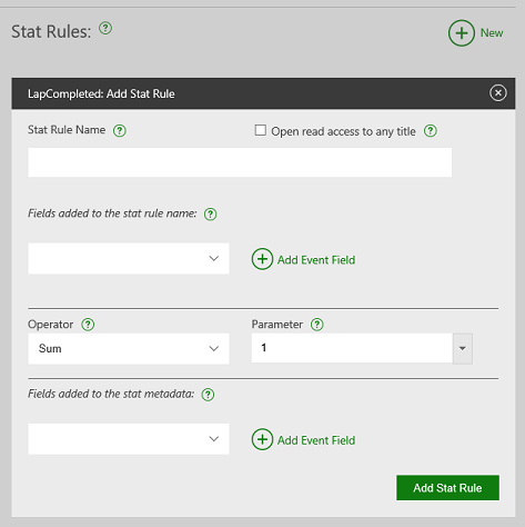 Screenshot of the Add Stat Rule dialog in Partner Center.