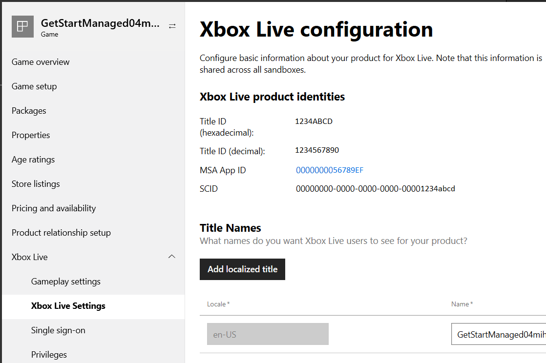 Xbox services configuration IDs, for Managed Partners - Microsoft Game  Development Kit | Microsoft Learn