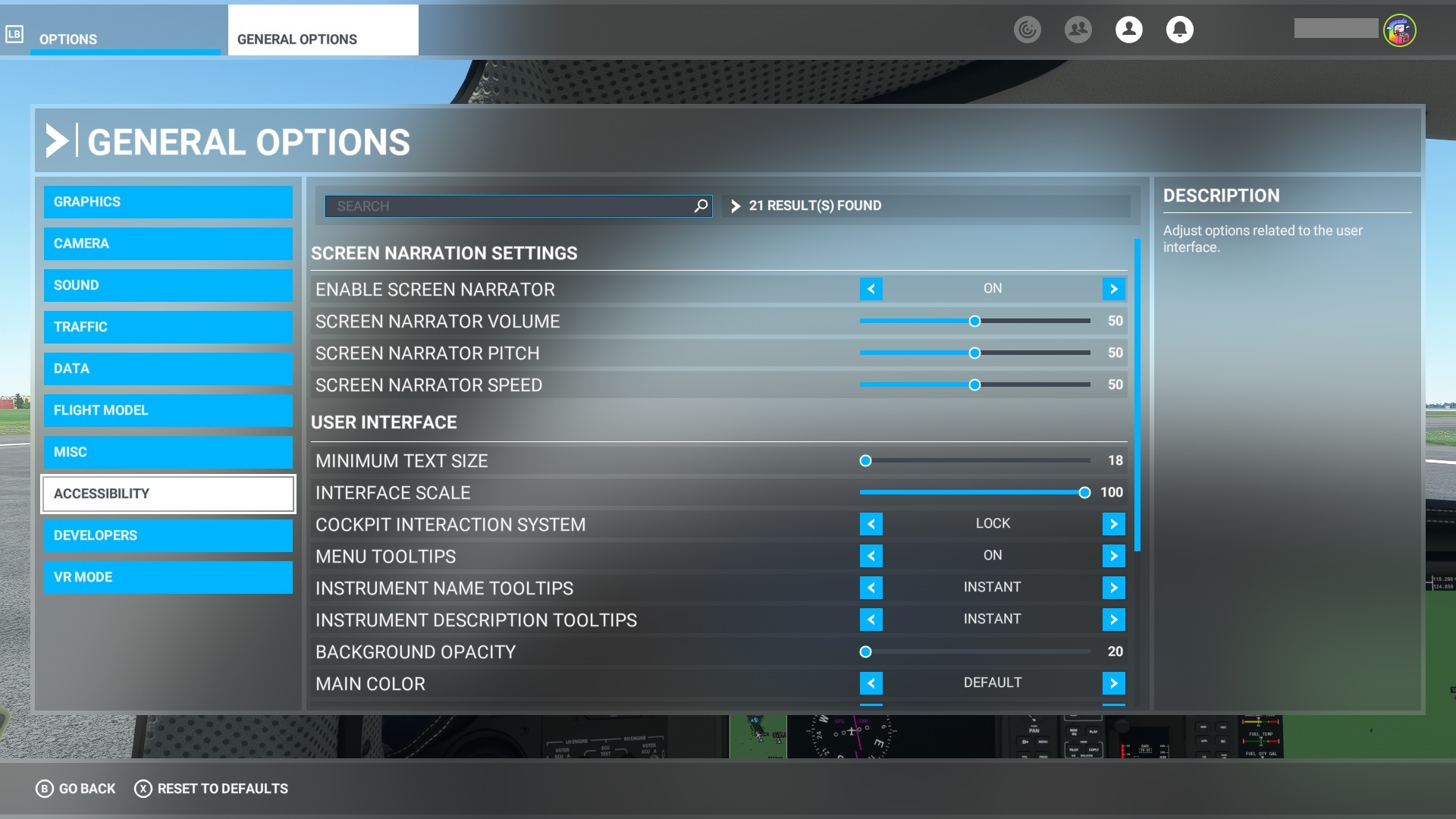 Customizable settings menu (main menu and pause game menu are