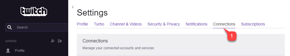 Twitch settings connections