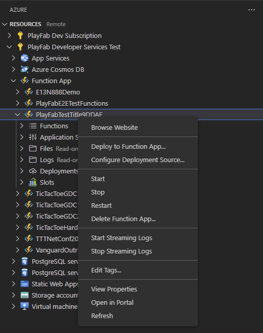 Step 1 of debugging CloudScript Using Azure Functions with Visual Studio Code