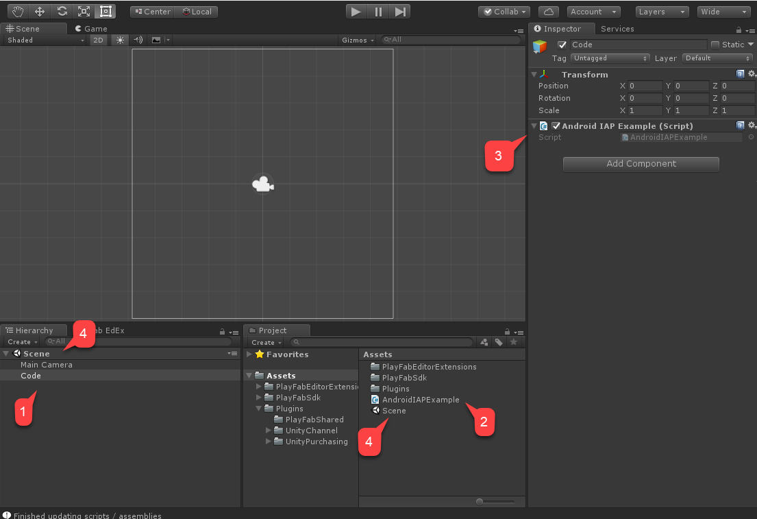UnityIAP create example game object