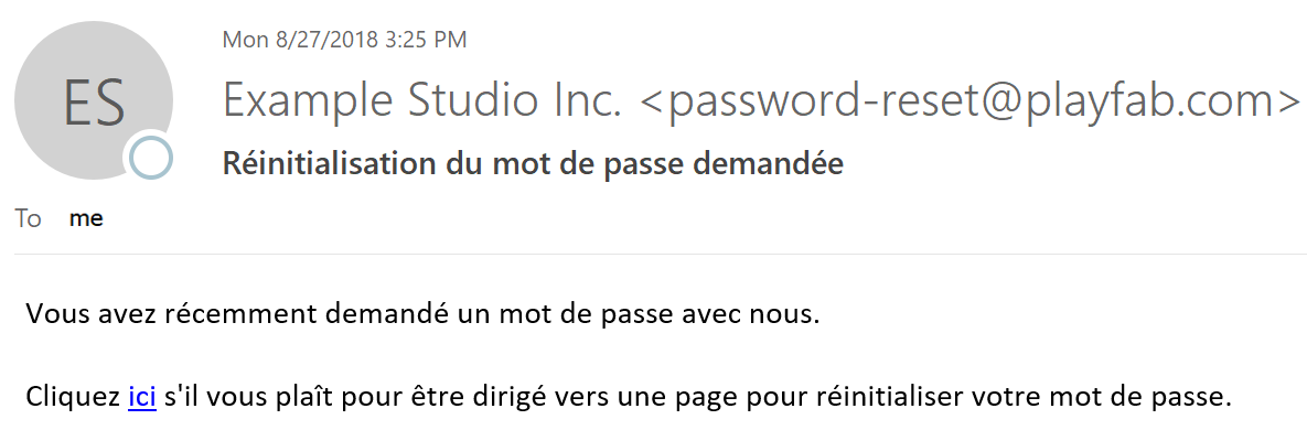 Email - Password Reset - French Language