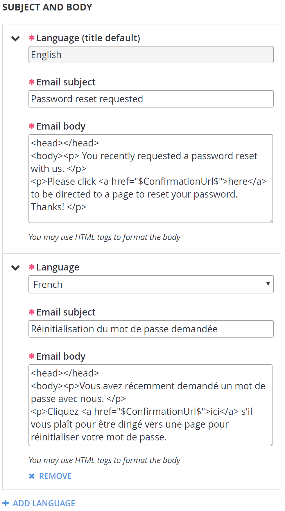 email in french format