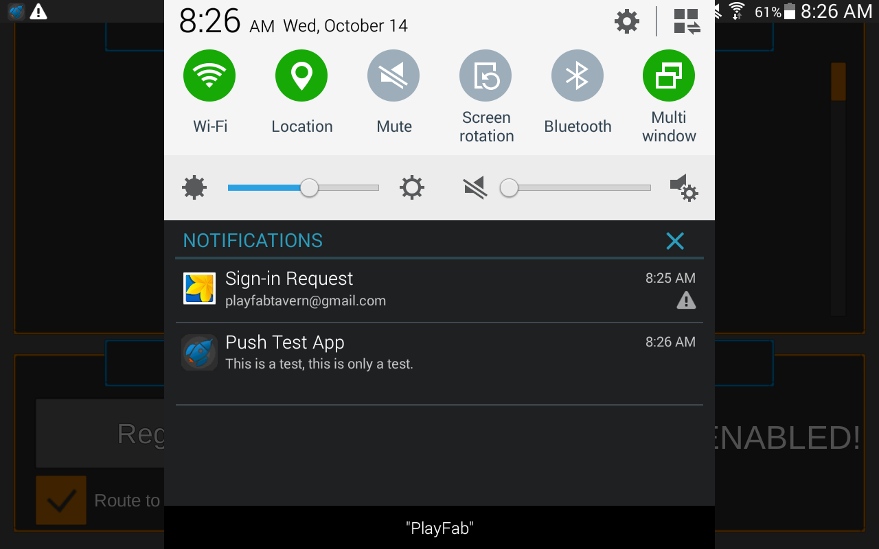 Android device - Notifications screen