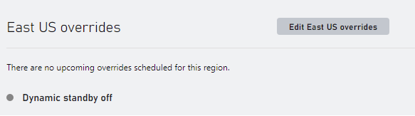  Regions Override Dynamic Standby Off