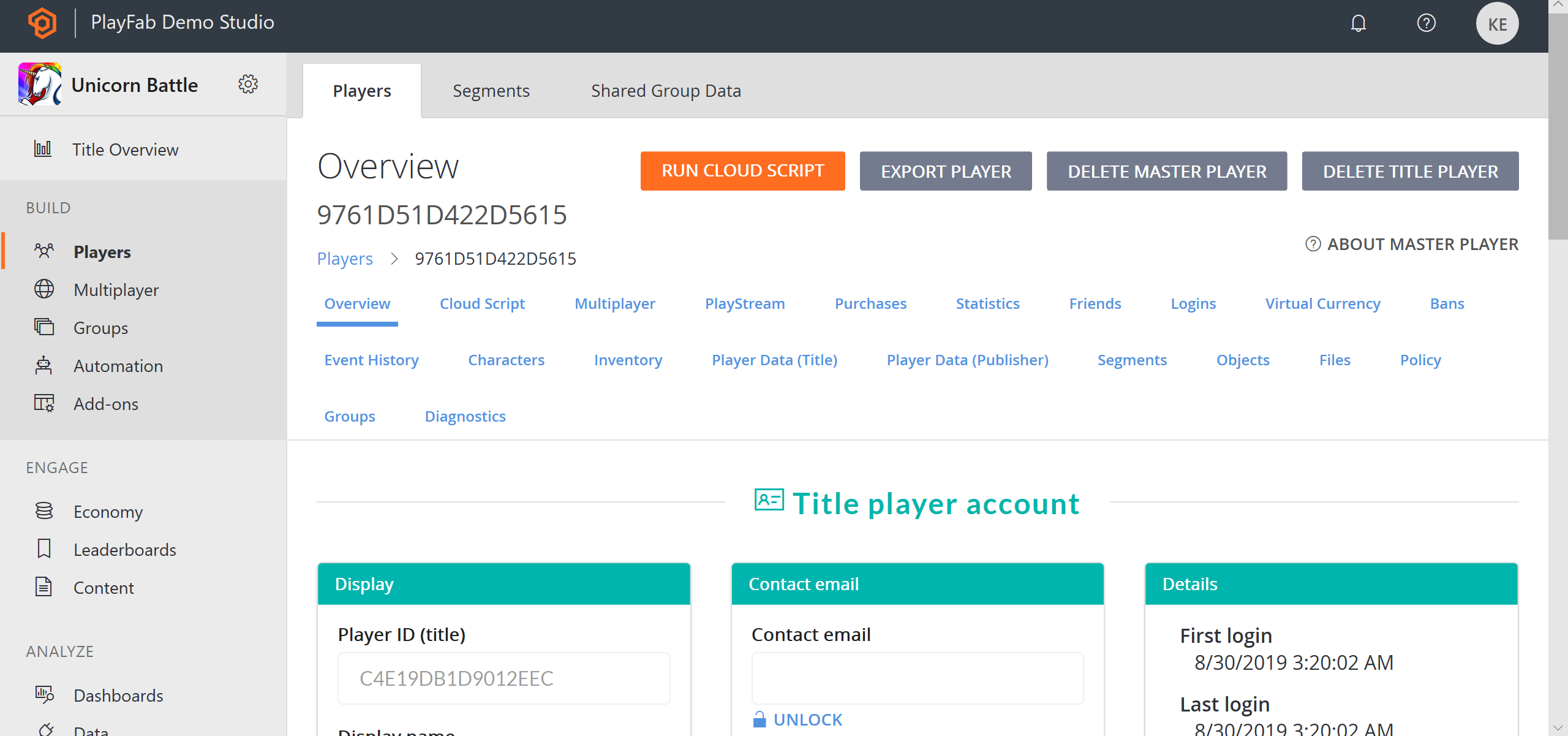 Player management in Playfab - Playfab Community