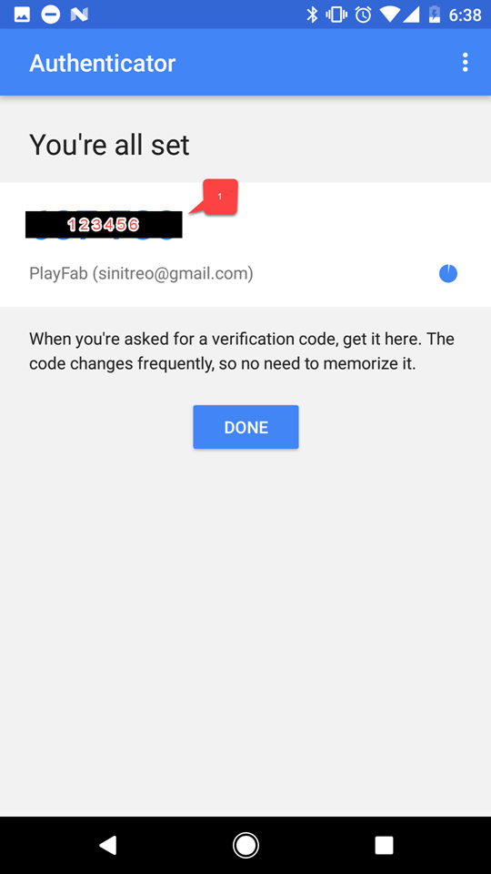Google - Authenticator - Confirm verification code
