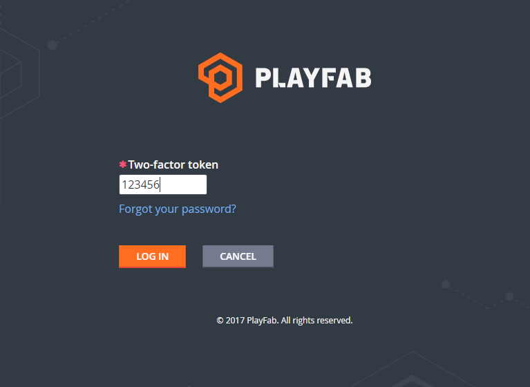 PlayFab - Enter Two-factor token