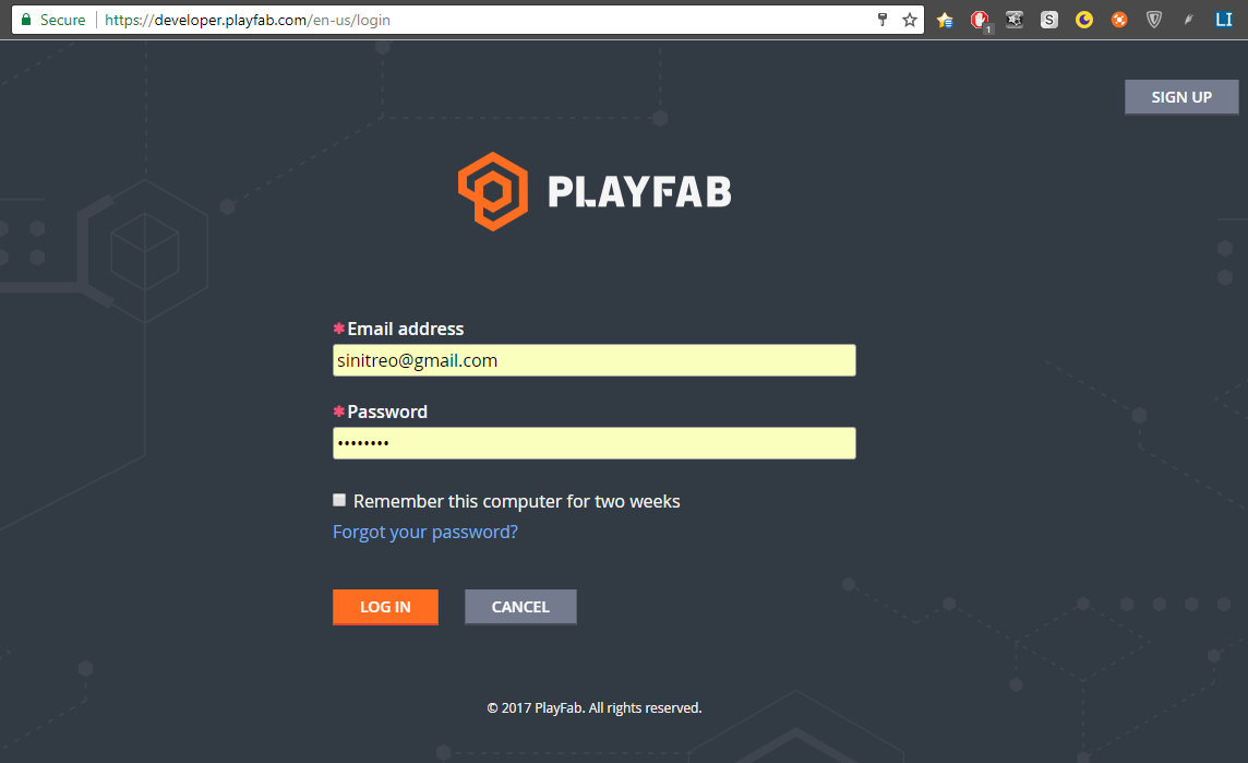PlayFab - Login Screen